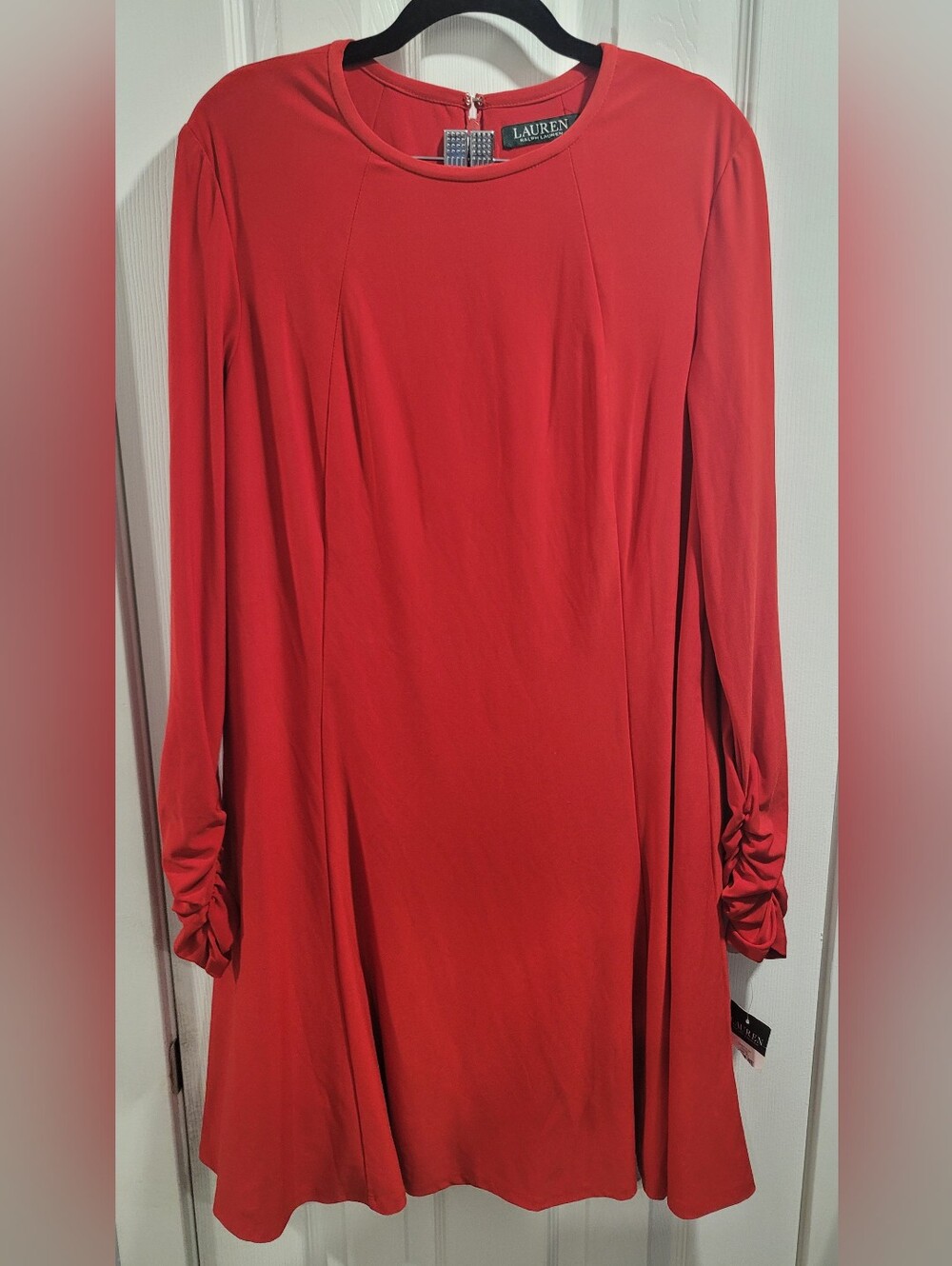 Lauren Ralph Lauren Orient Red Long-Sleeve A-Line Dress Size 14 NWT